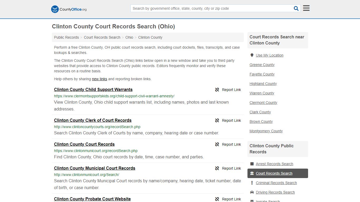 Clinton County Court Records Search (Ohio) - County Office